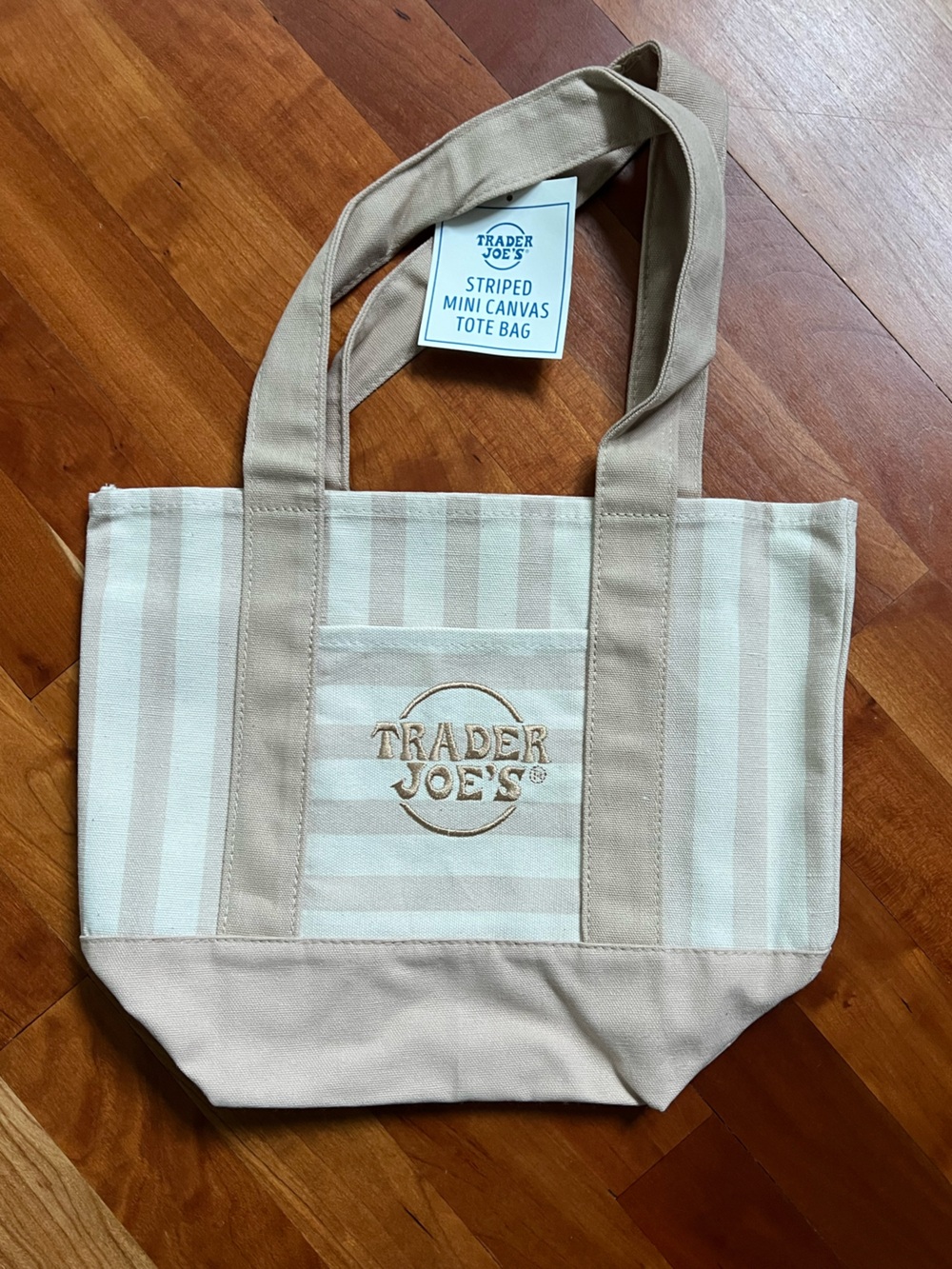 NWT Set of 2 TRADER JOE’s Striped Mini Canvas Tote Bags - Picture 3 of 4